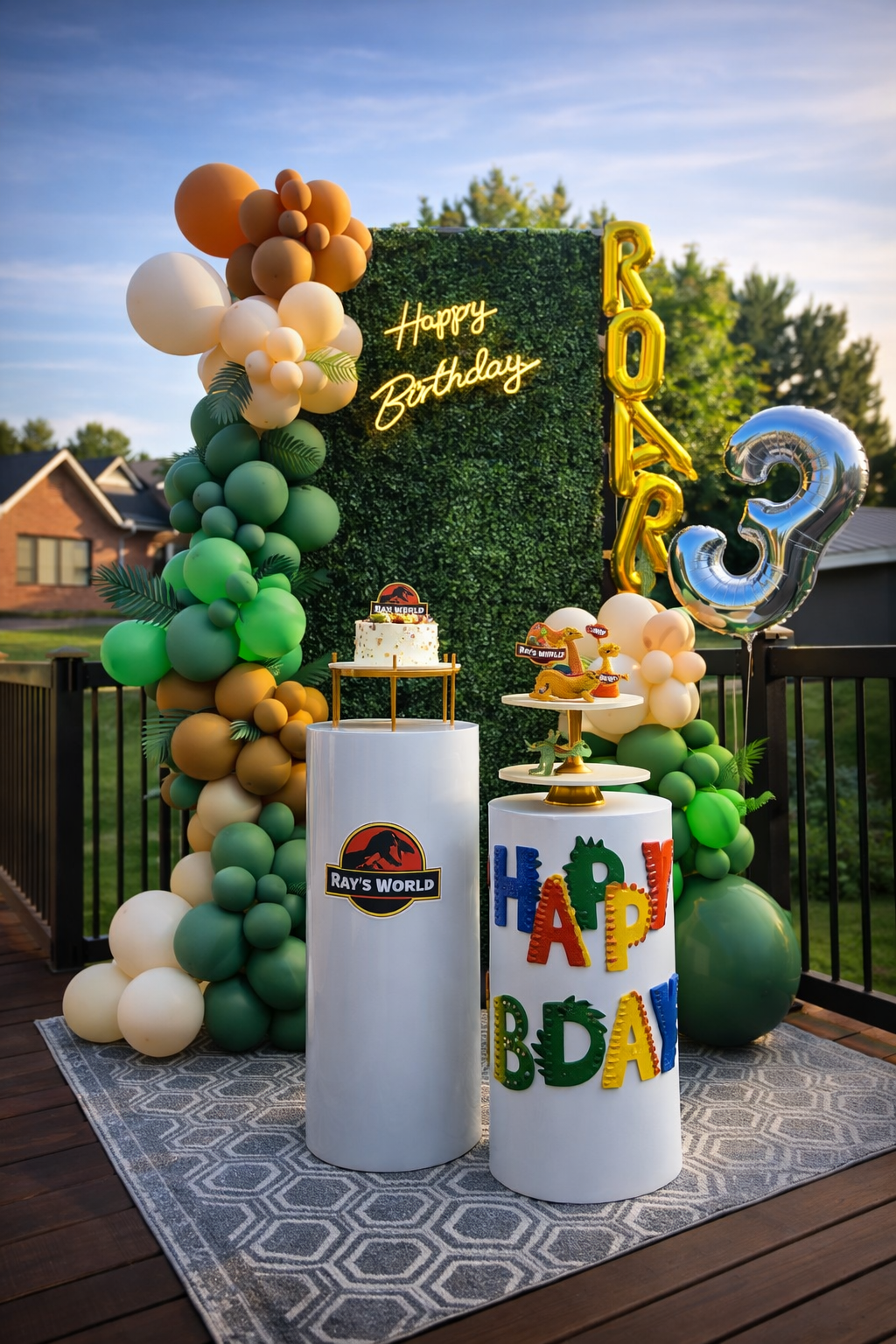 Birthday balloon backdrop with arch